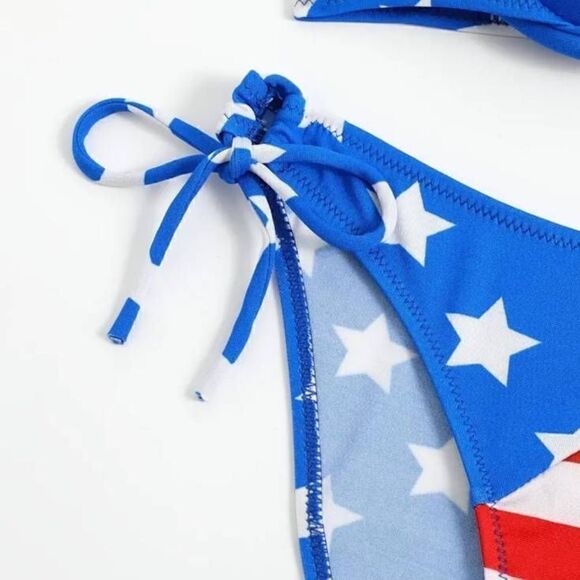 American Flag Print 2 Piece Bikini Set Womens XLarge -B - Picture 5 of 8